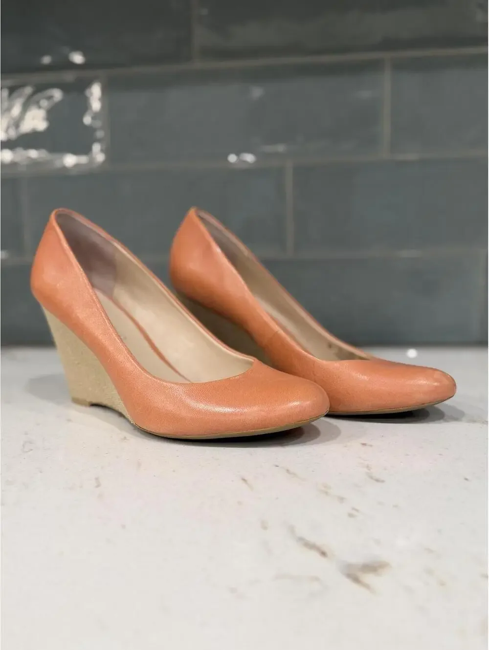 Franco Sarto Peach Wedge Pumps Size 8M